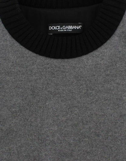 Pull Dolce & Gabbana en Laine Cachemire Dentelle Gris Noir