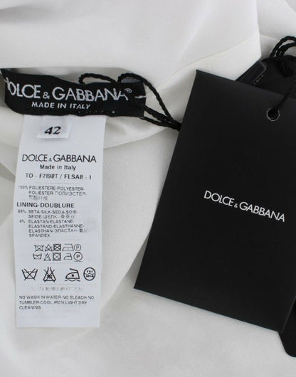Haut T-shirt Blouse Dolce & Gabbana Paillettes Argentées Ras-du-cou