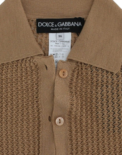 Cardigan Polo Dolce & Gabbana en Coton Tricoté Beige