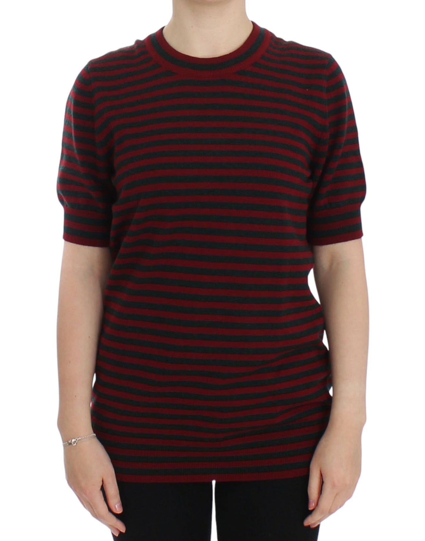 Pull à manches courtes en cachemire Dolce & Gabbana rouge et gris