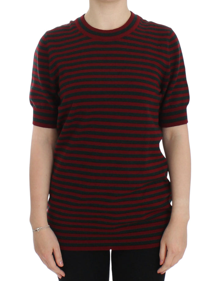 Pull à manches courtes en cachemire Dolce & Gabbana rouge et gris