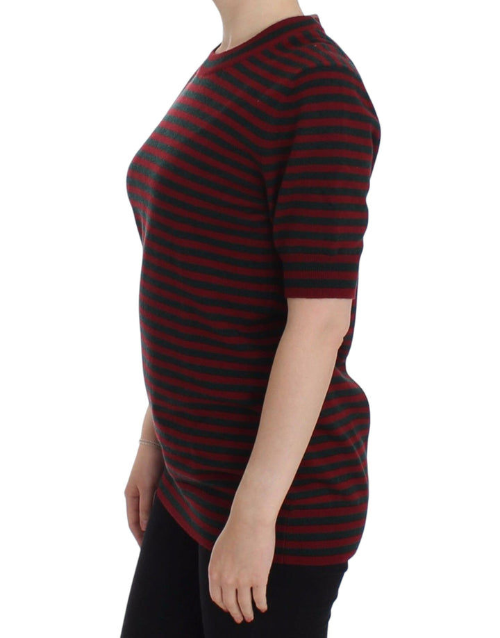 Pull à manches courtes en cachemire Dolce & Gabbana rouge et gris