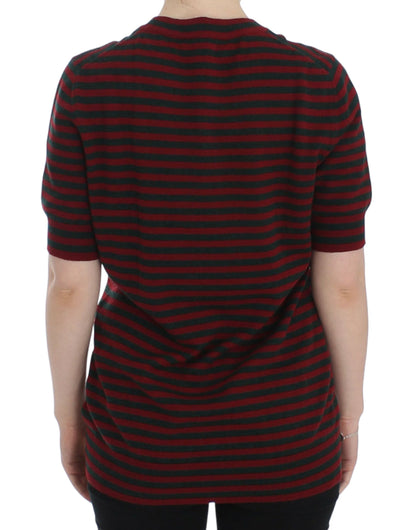 Pull à manches courtes en cachemire Dolce & Gabbana rouge et gris