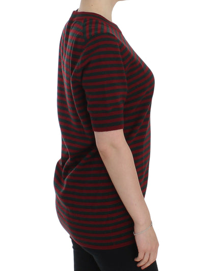 Pull à manches courtes en cachemire Dolce & Gabbana rouge et gris