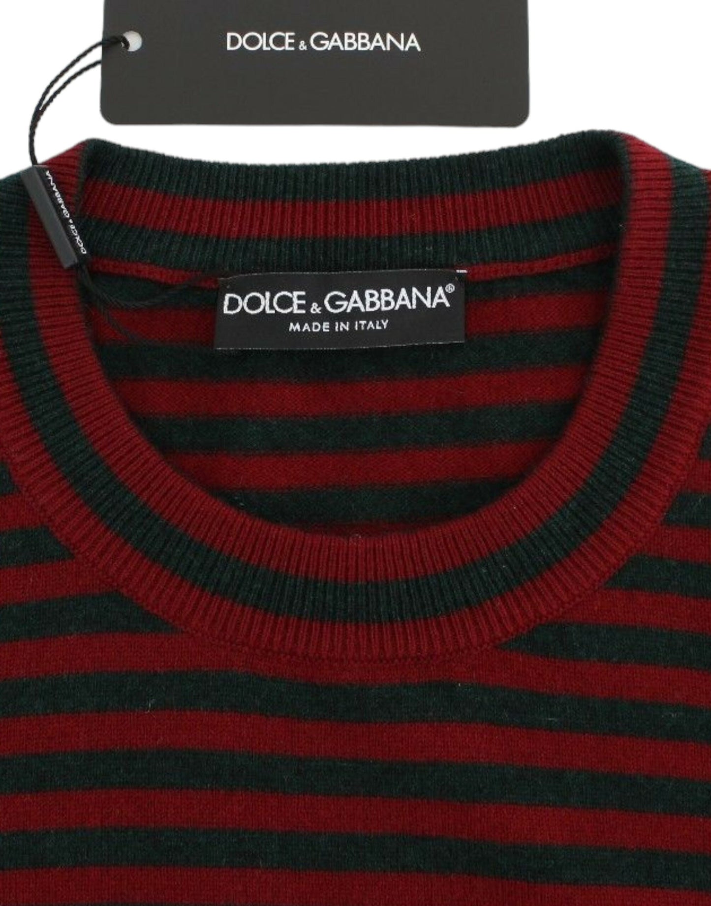 Pull à manches courtes en cachemire Dolce & Gabbana rouge et gris