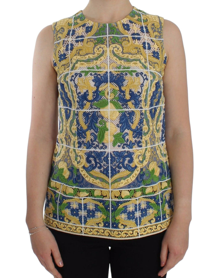 Pull brodé Majolique multicolore Dolce & Gabbana