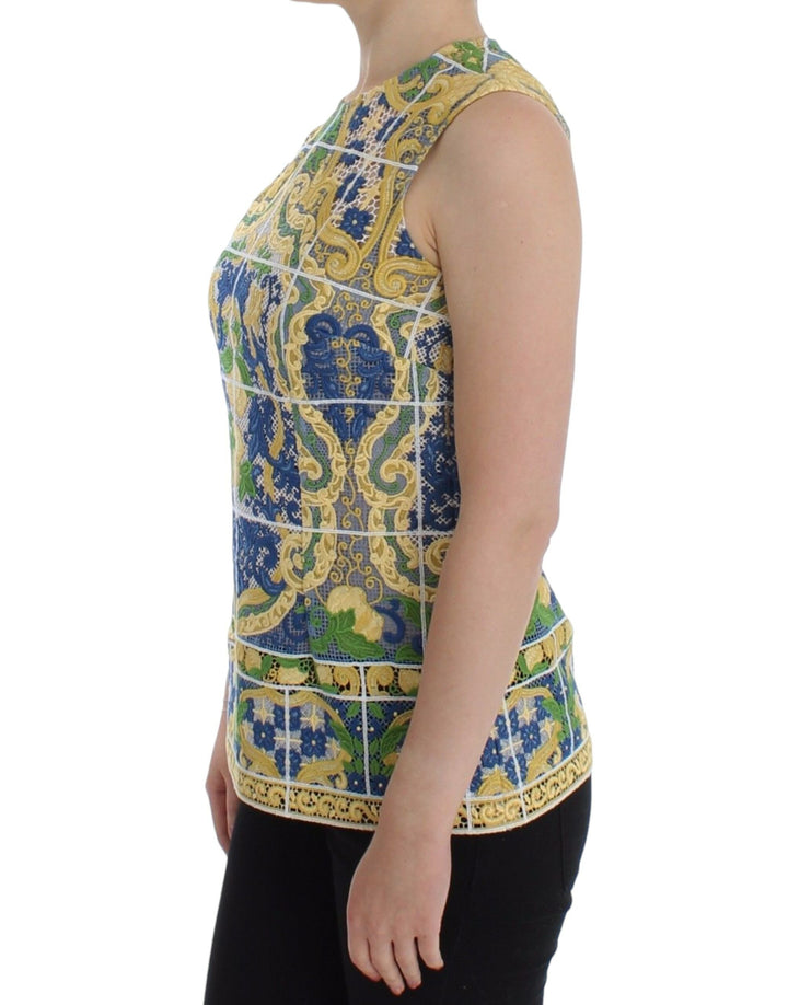 Pull brodé Majolique multicolore Dolce & Gabbana
