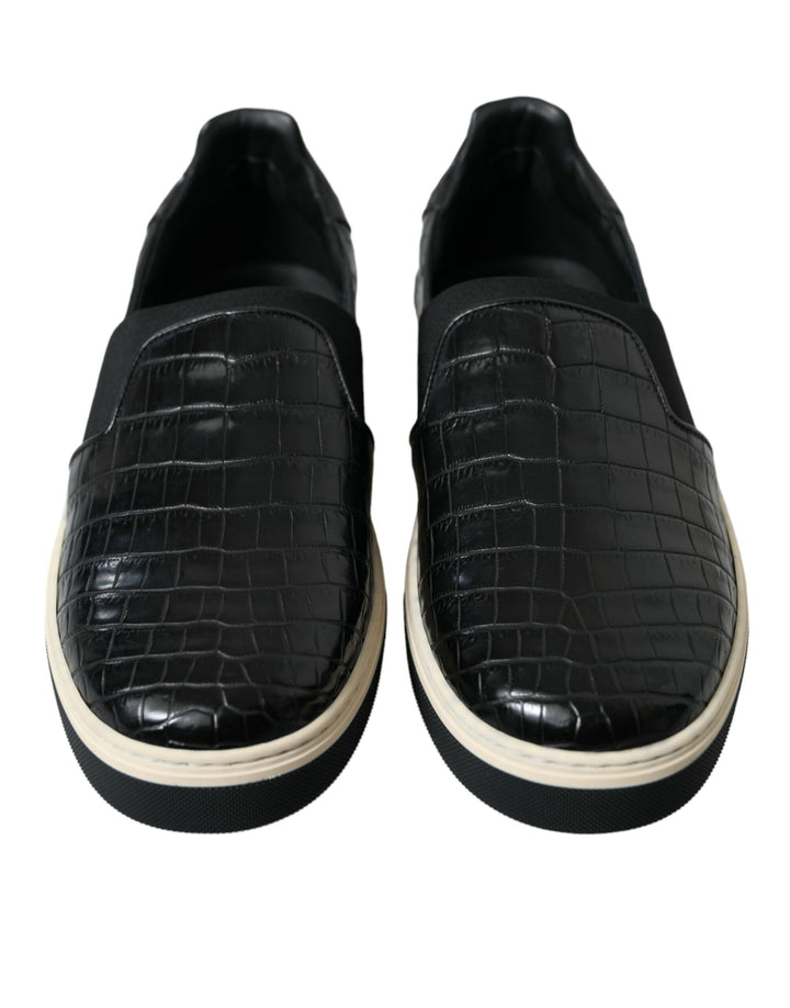 Zapatillas Dolce & Gabbana de piel exótica de cocodrilo negras