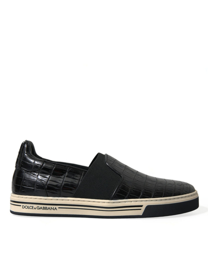 Zapatillas Dolce & Gabbana de piel exótica de cocodrilo negras