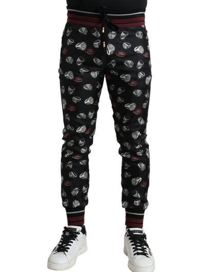 Pantalon de jogging Dolce & Gabbana en soie noire avec anneau
