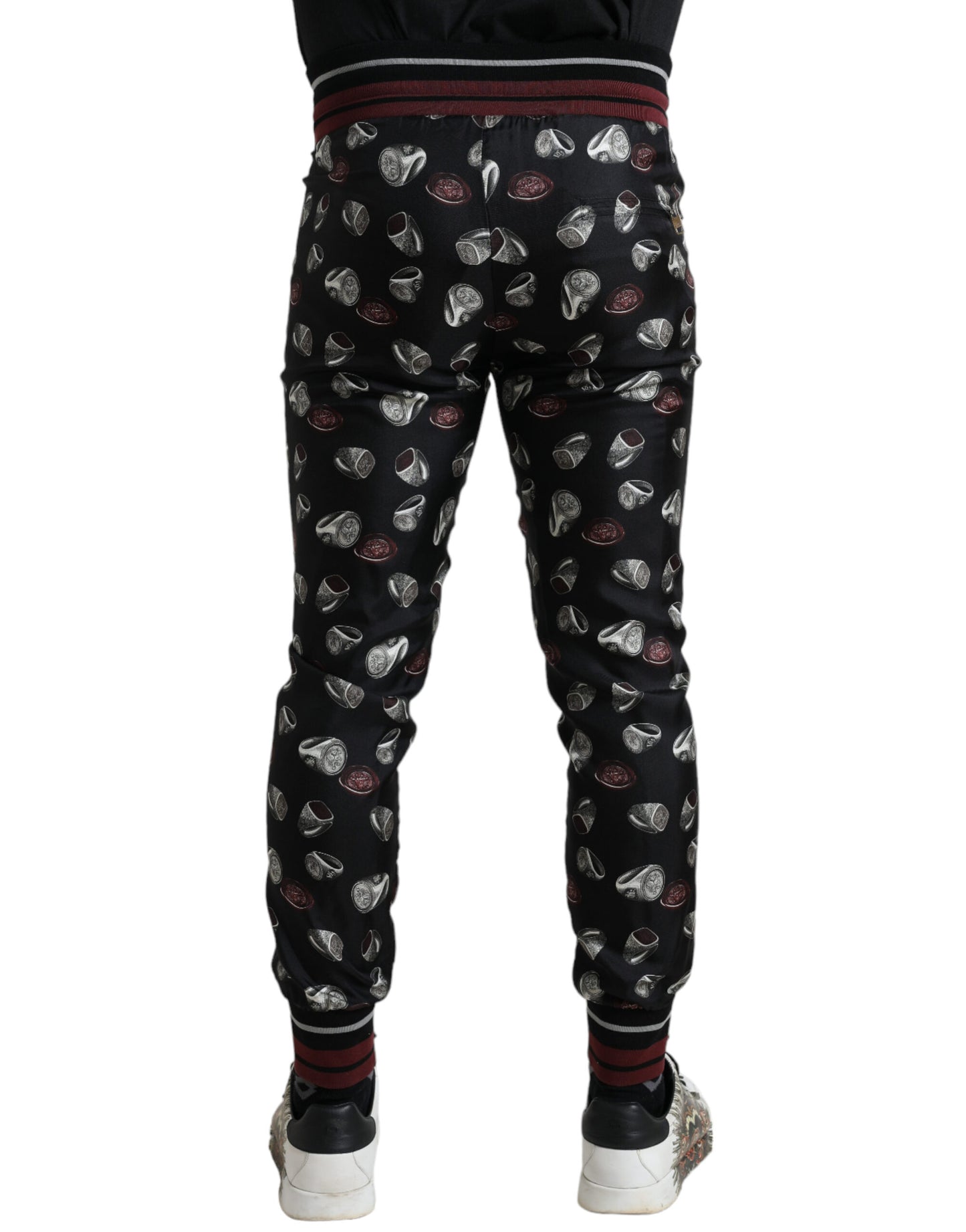 Pantalon de jogging Dolce & Gabbana en soie noire avec anneau