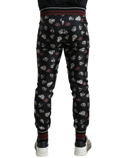 Pantalon de jogging Dolce & Gabbana en soie noire avec anneau