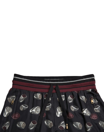 Pantalon de jogging Dolce & Gabbana en soie noire avec anneau