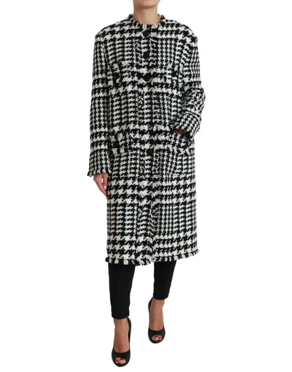 Veste Trench-coat Pied-de-poule Noir et Blanc Dolce & Gabbana
