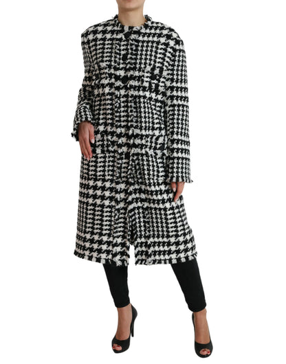 Veste Trench-coat Pied-de-poule Noir et Blanc Dolce & Gabbana