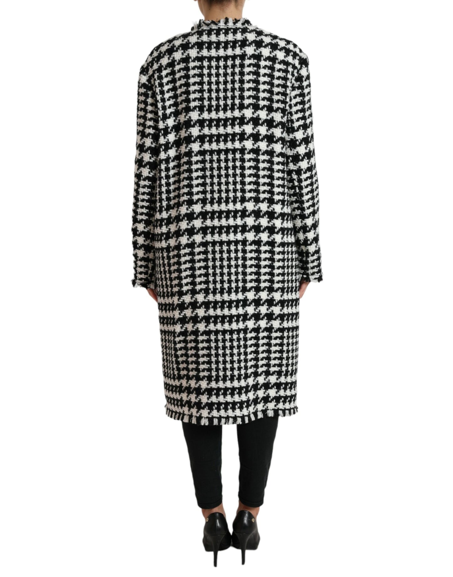 Veste Trench-coat Pied-de-poule Noir et Blanc Dolce & Gabbana