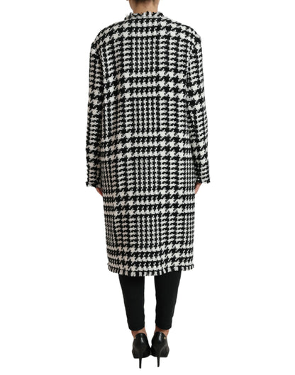 Veste Trench-coat Pied-de-poule Noir et Blanc Dolce & Gabbana