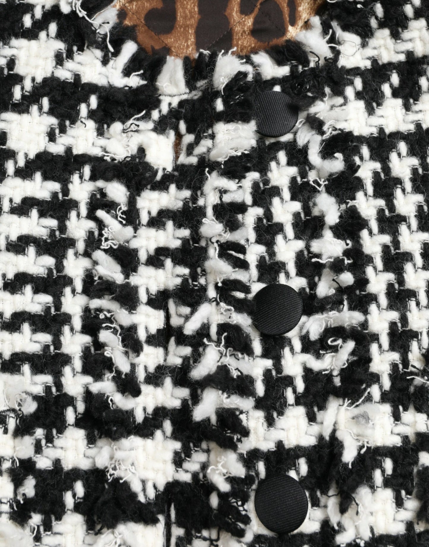 Veste Trench-coat Pied-de-poule Noir et Blanc Dolce & Gabbana