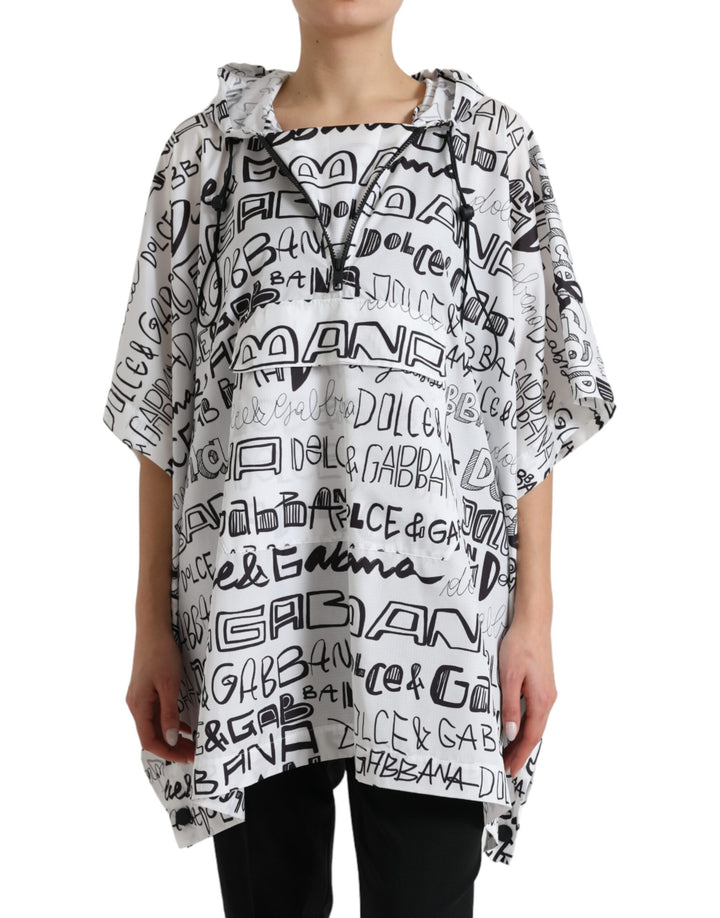 Haut t-shirt blouson à capuche blanc imprimé logo Dolce & Gabbana