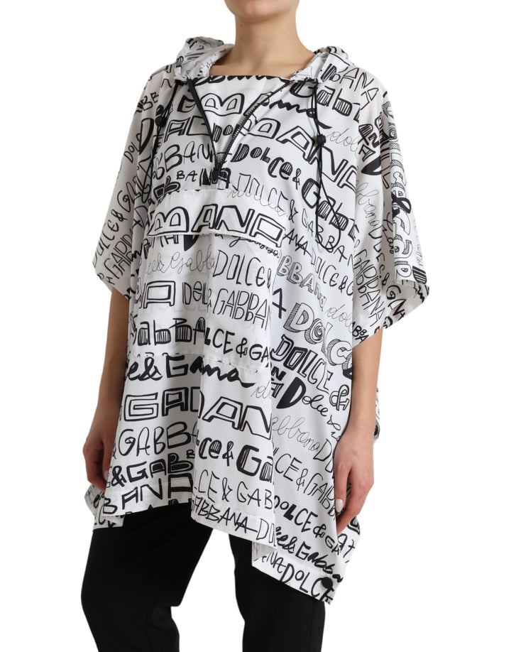 Haut t-shirt blouson à capuche blanc imprimé logo Dolce & Gabbana