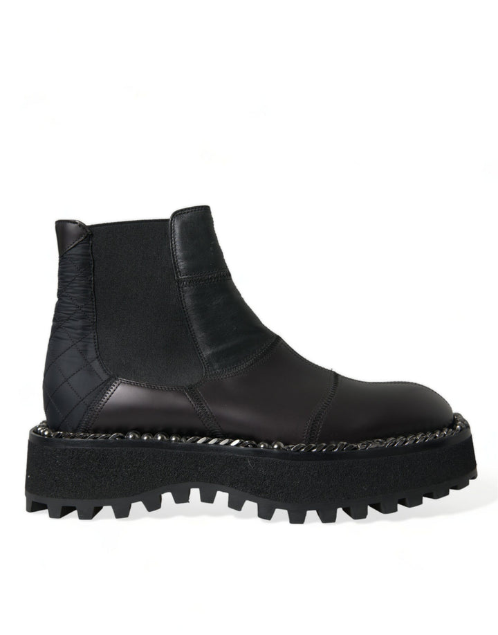 Dolce & Gabbana Bottines Chelsea Enfiler Extensibles en Cuir Noir