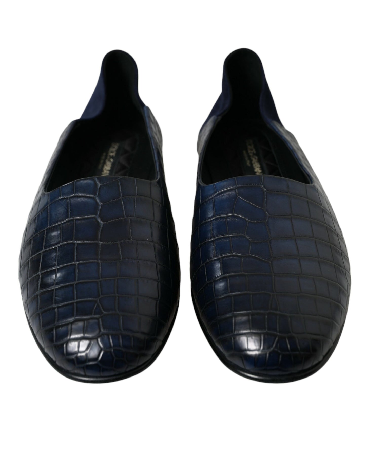 Mocasines Dolce & Gabbana de piel de cocodrilo azul sin cordones