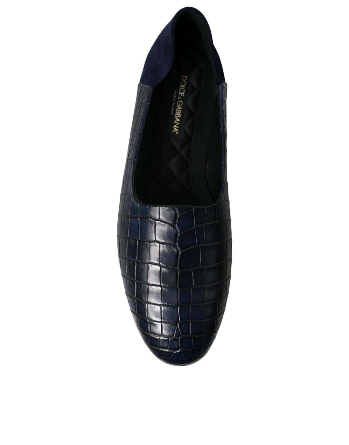 Mocasines Dolce & Gabbana de piel de cocodrilo azul sin cordones