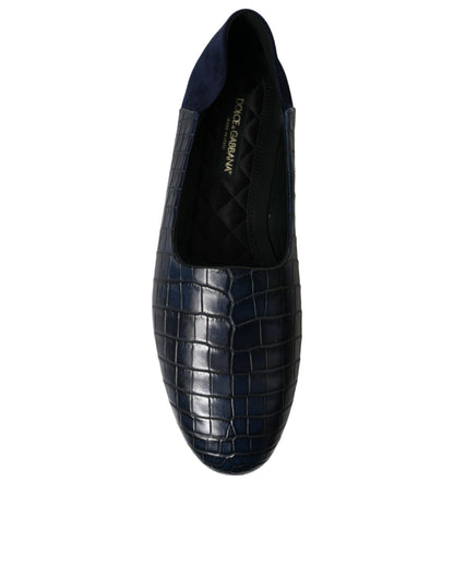 Mocasines Dolce & Gabbana de piel de cocodrilo azul sin cordones
