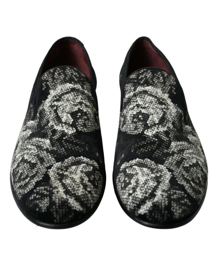 Zapatillas Florales Negras Dolce & Gabbana Mocasines Zapatos de Vestir para Hombre