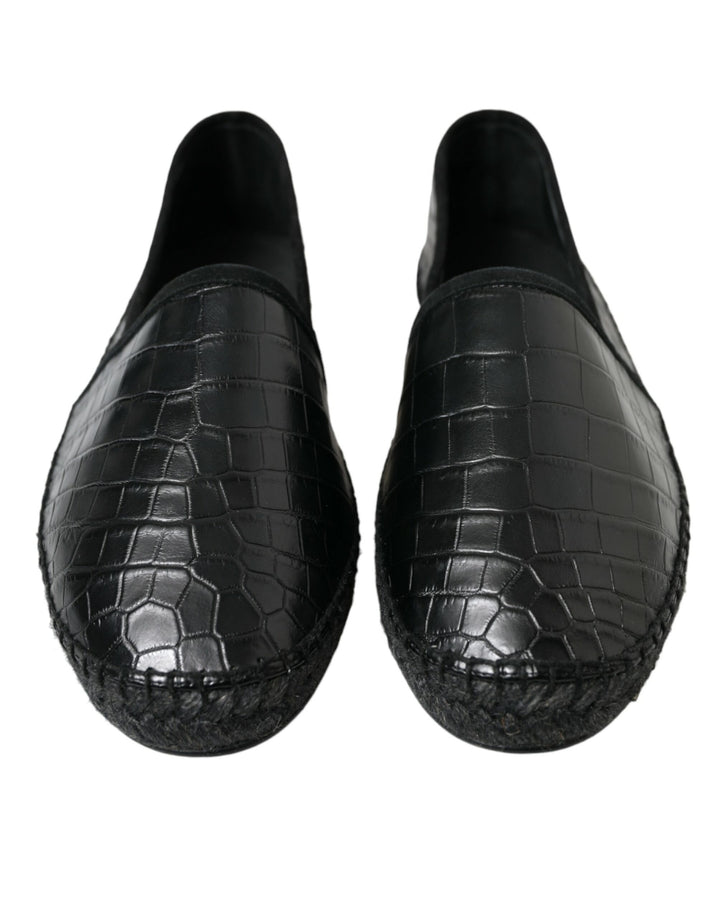 Chaussures espadrilles à enfiler en cuir exotique noir Dolce & Gabbana