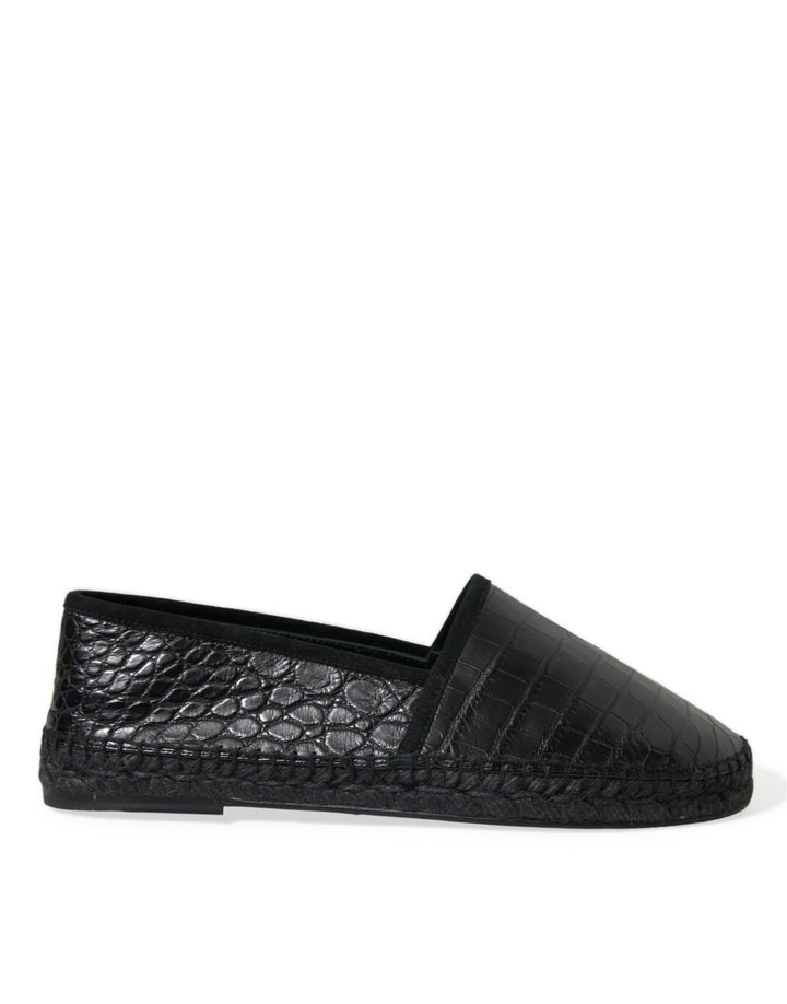 Chaussures espadrilles à enfiler en cuir exotique noir Dolce & Gabbana