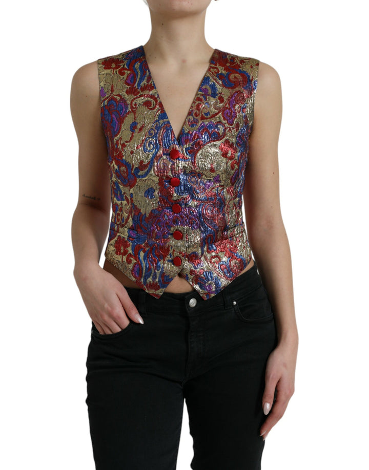 Haut gilet Dolce & Gabbana en jacquard multicolore à boutons