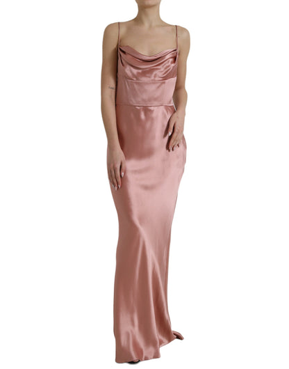 Robe longue Dolce & Gabbana en soie rose à fines bretelles