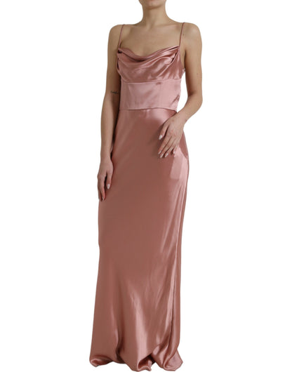 Robe longue Dolce & Gabbana en soie rose à fines bretelles