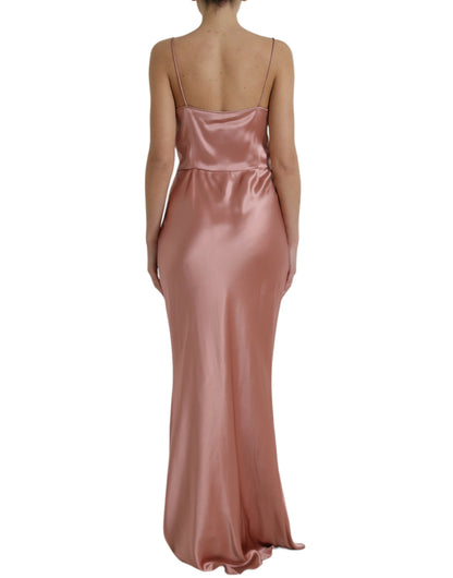 Robe longue Dolce & Gabbana en soie rose à fines bretelles