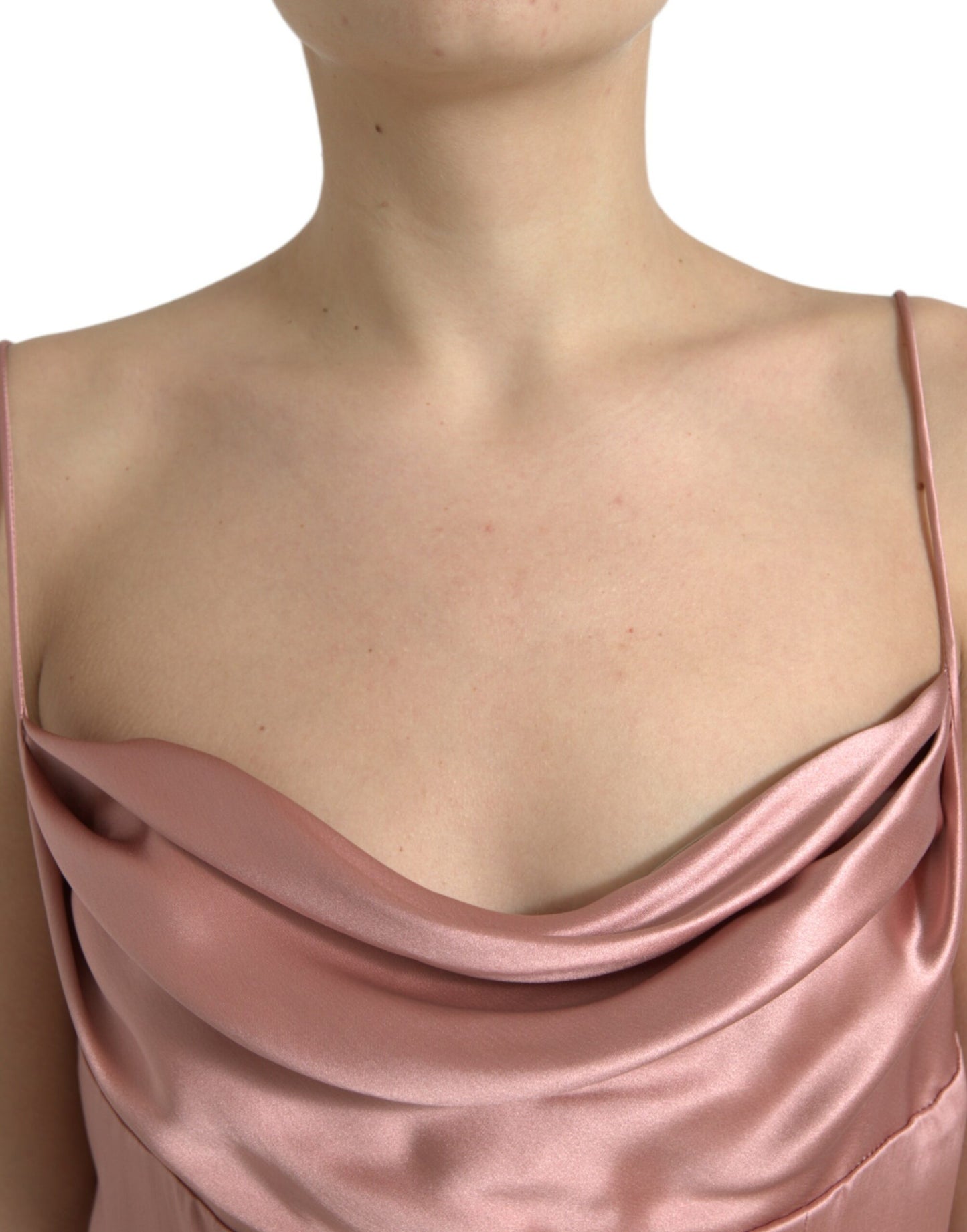 Robe longue Dolce & Gabbana en soie rose à fines bretelles