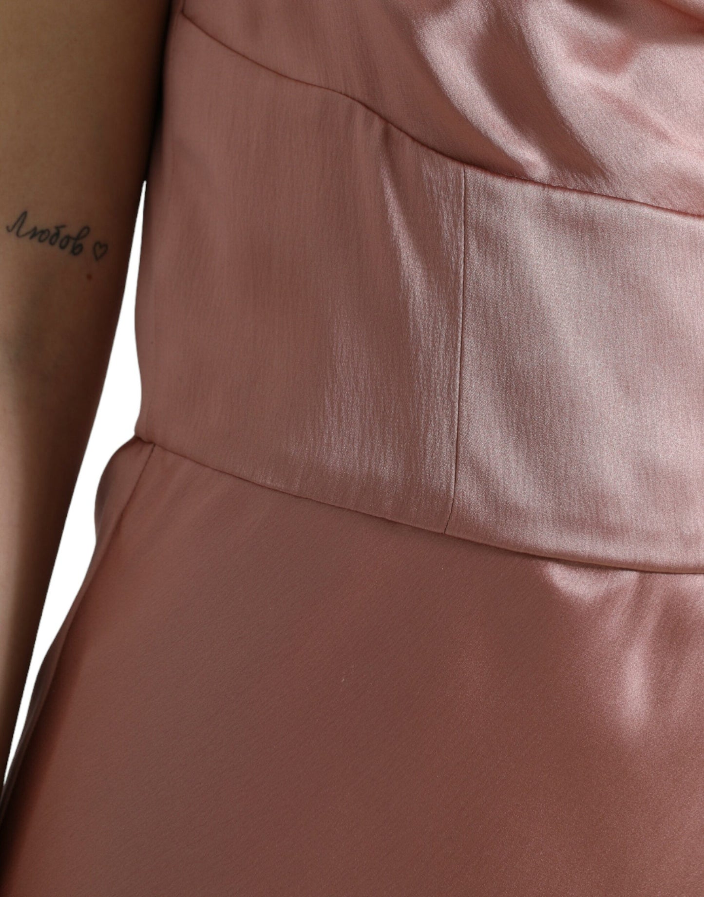 Robe longue Dolce & Gabbana en soie rose à fines bretelles