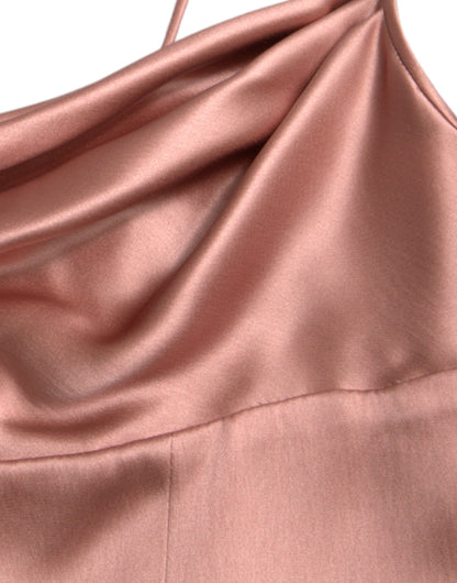Robe longue Dolce & Gabbana en soie rose à fines bretelles