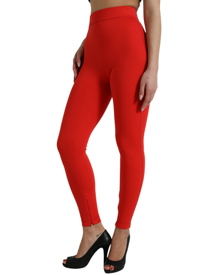 Dolce & Gabbana Pantalon Legging Moulant Rouge en Nylon Stretch