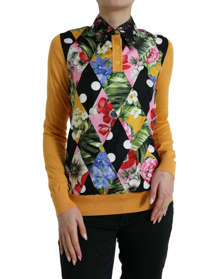 Suéter Henley de cachemira con retazos multicolor de Dolce & Gabbana
