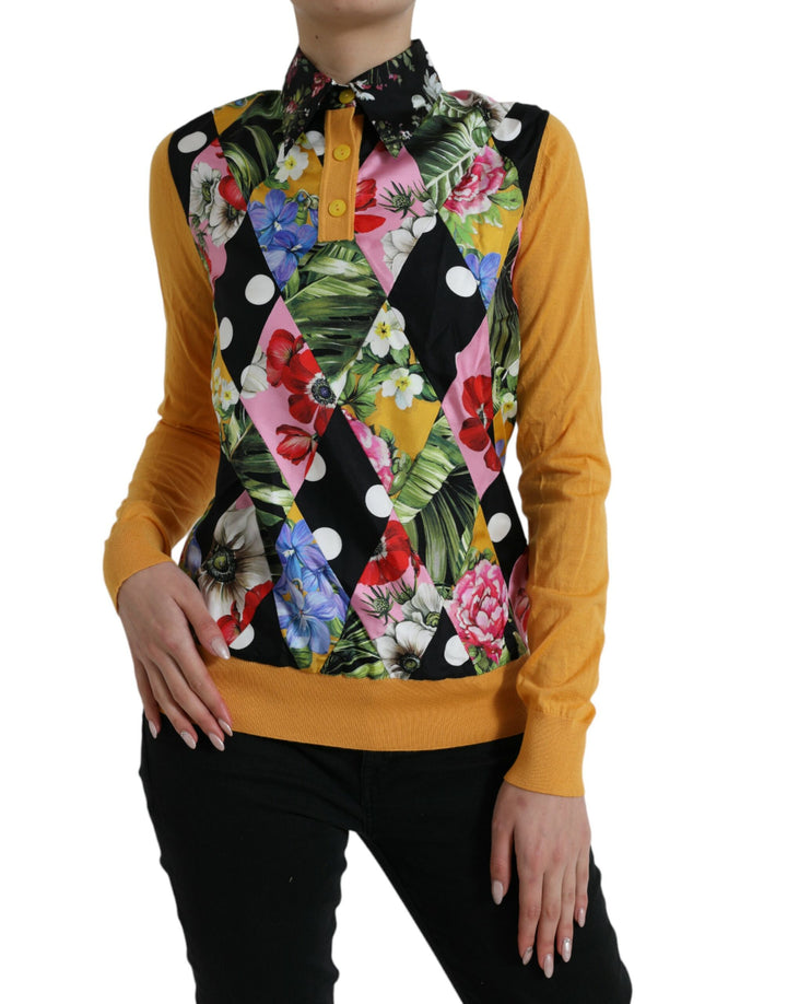 Suéter Henley de cachemira con retazos multicolor de Dolce & Gabbana