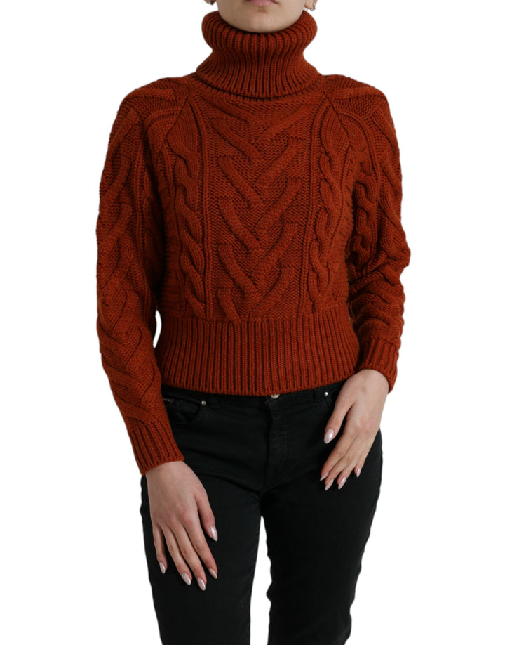 Pull à col roulé en maille de laine marron Dolce & Gabbana