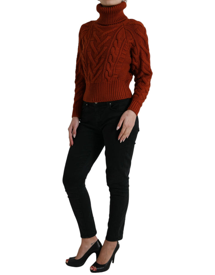 Pull à col roulé en maille de laine marron Dolce & Gabbana