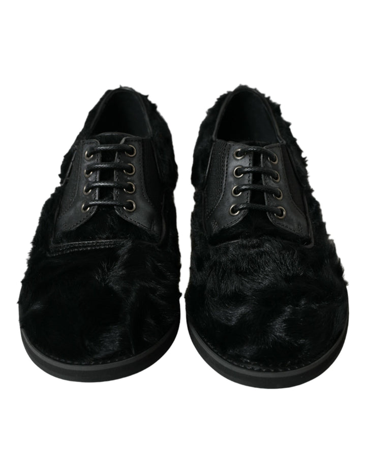 Zapatos de vestir Dolce & Gabbana Derby de cuero negro con cordones y piel