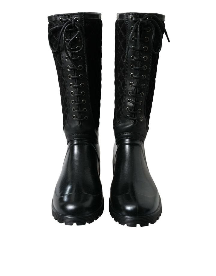 Bottes de pluie Dolce & Gabbana noires en daim et caoutchouc Chioggia