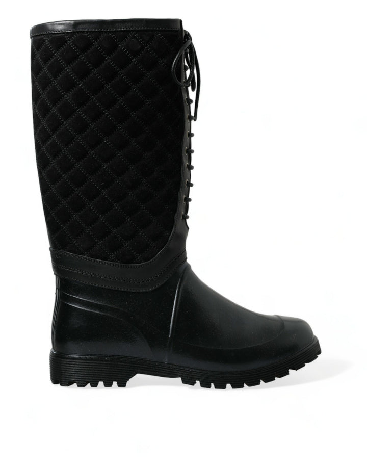 Bottes de pluie Dolce & Gabbana noires en daim et caoutchouc Chioggia