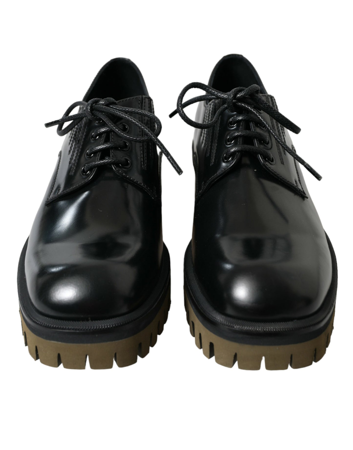 Chaussures habillées Richelieu en cuir noir à lacets Dolce & Gabbana pour hommes