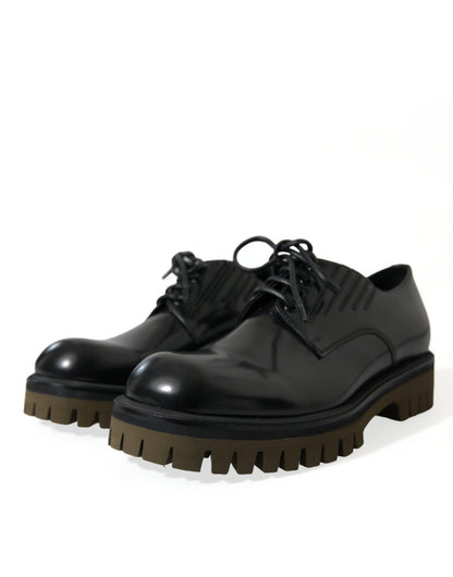 Chaussures habillées Richelieu en cuir noir à lacets Dolce & Gabbana pour hommes