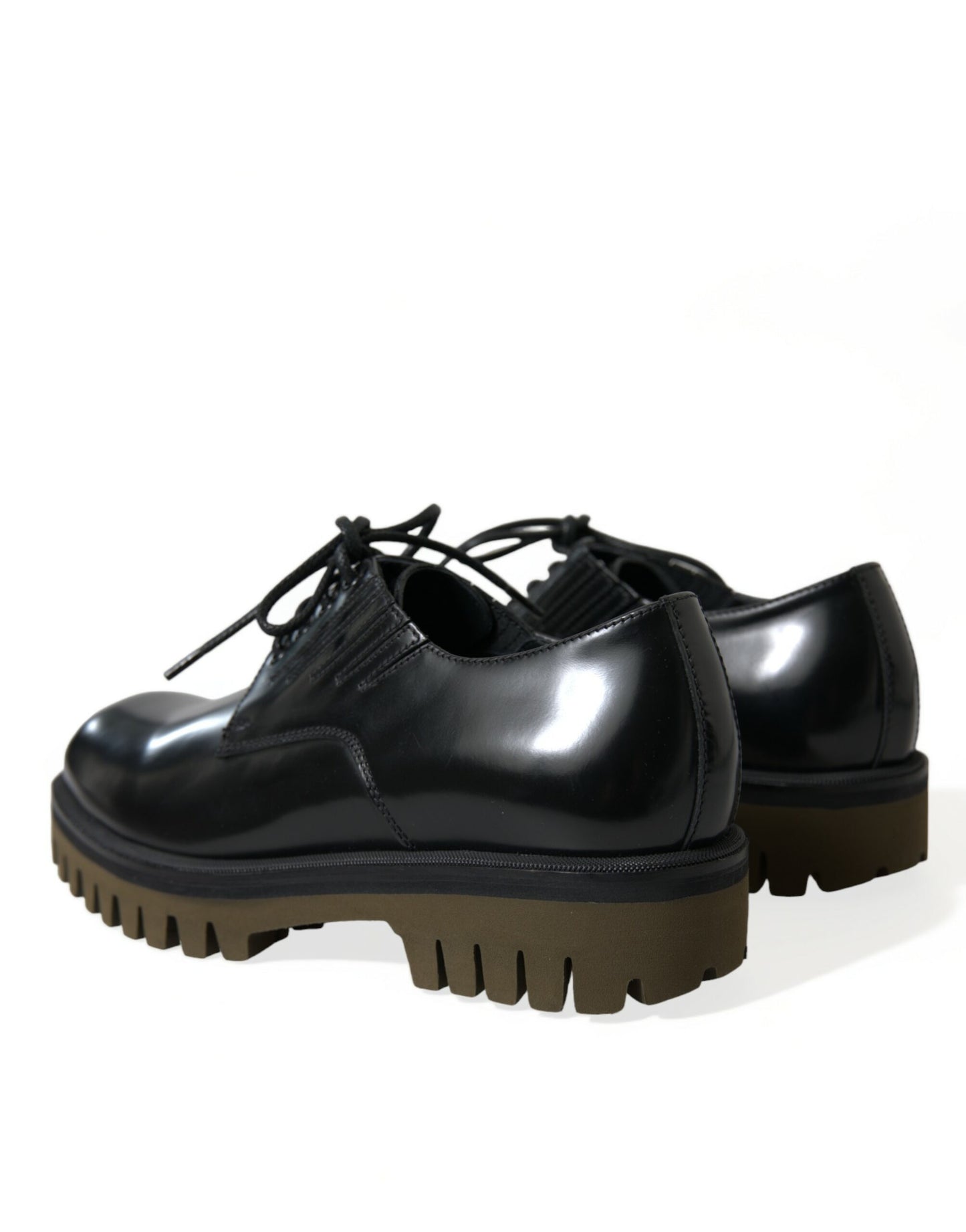 Chaussures habillées Richelieu en cuir noir à lacets Dolce & Gabbana pour hommes
