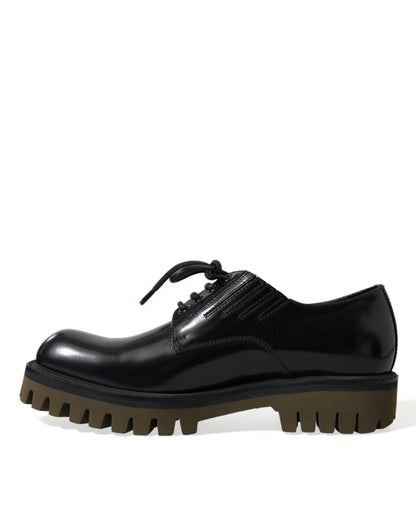 Chaussures habillées Richelieu en cuir noir à lacets Dolce & Gabbana pour hommes